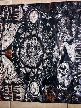 Source Unknown Black, Cream and Brown Celestial Mandala Scarf